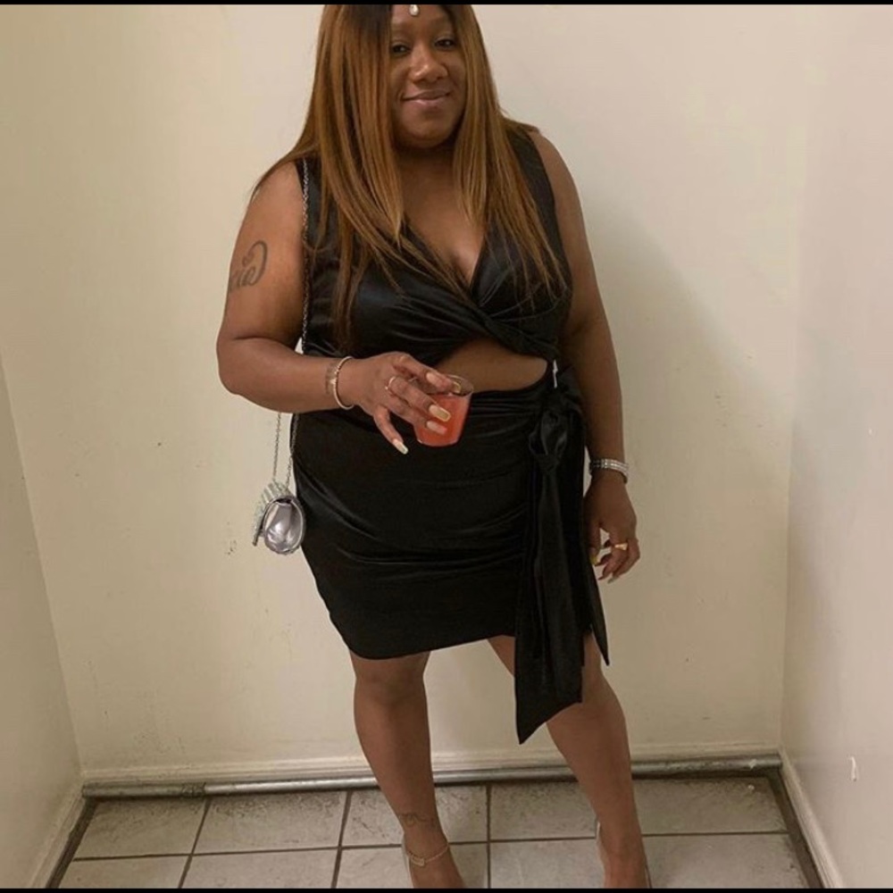 Fashion nova black satin dress